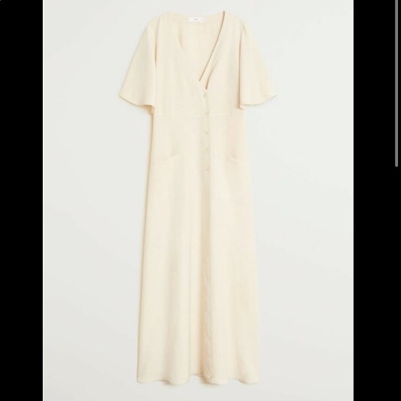 MANGO Buttoned wrap dress in Ecru - Picture 5 of 13
